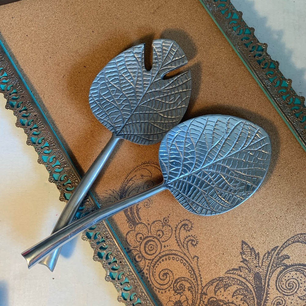 Vintage India Aluminum Salad Server Set (B12)